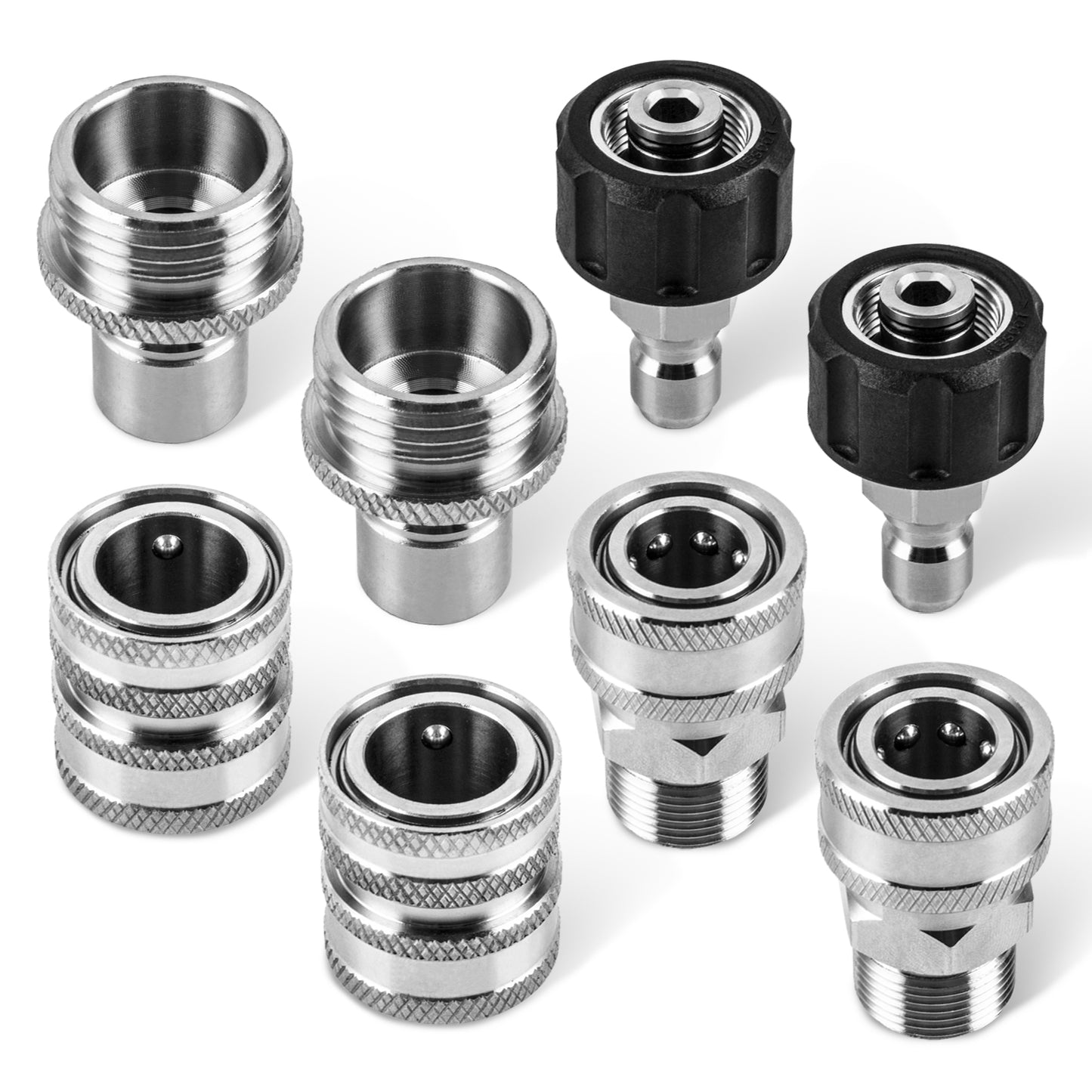 WOJET Pressure Washer Quick Connect Kit, M22 14mm Quick Connect Pressure Washer Fittings, M22 to 3/8 Quick Connect, Pressure Washer Adapter Set, Stainless Steel Hose Adapter
