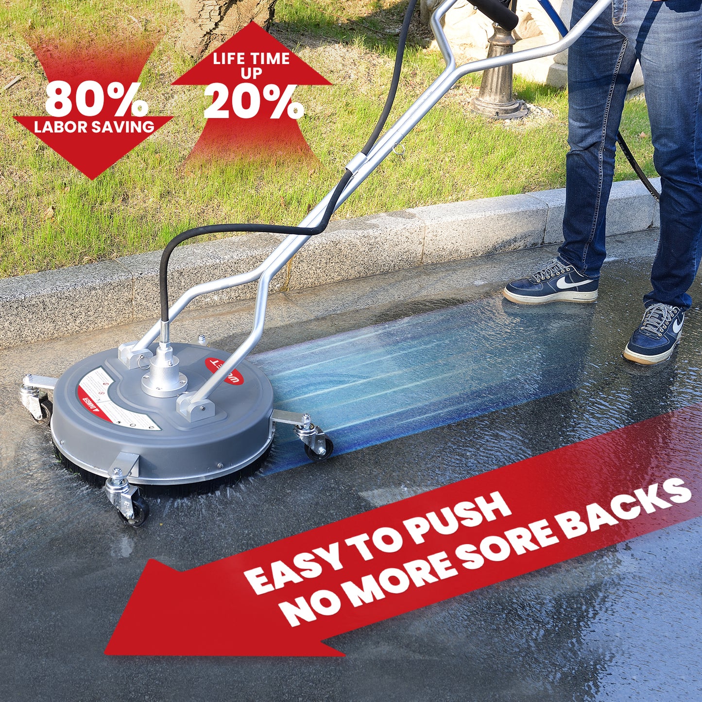 WOJET Limpiador de superficies para lavadora a presión de 18", accesorio para lavadora eléctrica de 4500 Psi para limpieza de entradas PA7603