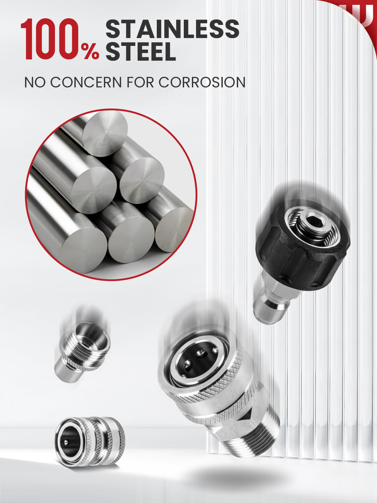 WOJET Pressure Washer Quick Connect Kit, M22 14mm Quick Connect Pressure Washer Fittings, M22 to 3/8 Quick Connect, Pressure Washer Adapter Set, Stainless Steel Hose Adapter