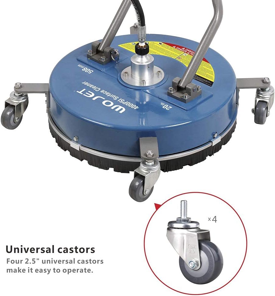 WOJET Pressure Washer Surface Cleaner 20" with Castors 4500PSI Commercial PA7606 (20 inch) Pressure Washer Accessories