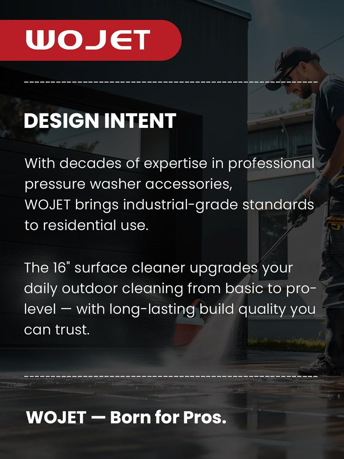 16" Stainless Steel Pressure Washer Surface Cleaner, Professional Grade Power Washer Surface Cleaner Attachment for Concrete Driveway, Patio, Deck, Sidewalk, Fits Gas & Electric Washers 4500 PSI