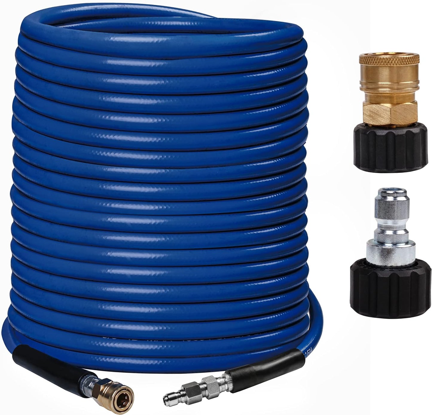WOJET 4500 PSI 50 FT Pressure Washer Hose 3/8" Quick Connect Universal Replacement Rubber Hose for Most Pressure Washers