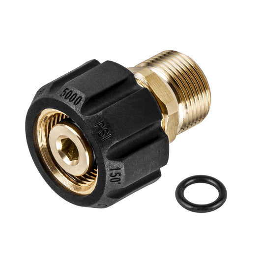 WOJET Pressure Washer Adapter, Metric M22-15mm Female Thread to M22-14mm Male Fitting, 5000 PSI Pressure Washer Couplers. M22-15mm FNPT to M22-14mm MNPT