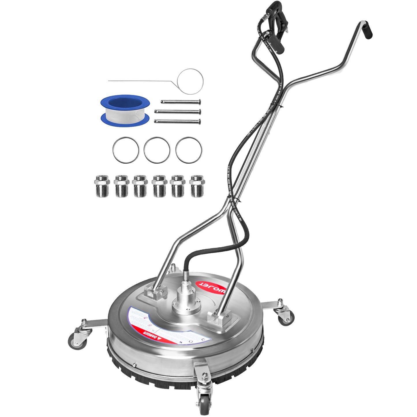 WOJET Limpiador de superficies de lavadora a presión de 22 pulgadas, accesorio de lavadora eléctrica de acero inoxidable de 4500 Psi para limpieza de entradas PA7604