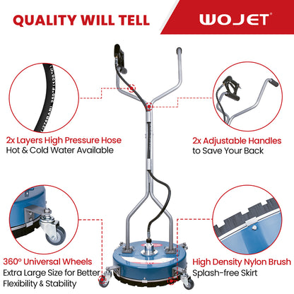 WOJET 20" Pressure Washer Surface Cleaner, 4500 Psi Power Washer Attachment for Driveway Cleaning PA7606