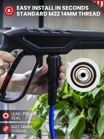 WOJET Pressure Washer Hose 25ftx1/4”, Ultra Flexible Replacement Hose for Ryobi Greenworks Models, Power Washer Hose with M22 14mm Fitting, High Pressure Hose fits Electric Power Washers, 3200PSI