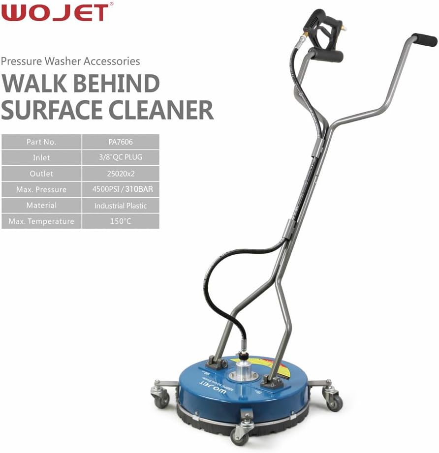 WOJET Pressure Washer Surface Cleaner 20" with Castors 4500PSI Commercial PA7606 (20 inch) Pressure Washer Accessories