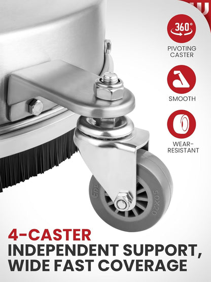 16" Stainless Steel Pressure Washer Surface Cleaner, Professional Grade Power Washer Surface Cleaner Attachment for Concrete Driveway, Patio, Deck, Sidewalk, Fits Gas & Electric Washers 4500 PSI