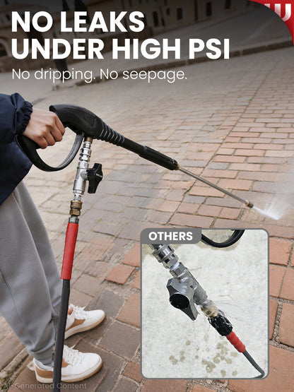 Ball Valve Pressure Washer, Industrial-Grade DN10 Shutoff Ball Valve, Quick Switching Between Surface Cleaner/Gun, 3/8" Quick-Connect, Stainless Steel, 5000PSI for Pressure Washing, Soft Washing