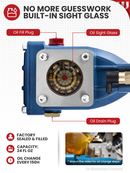 WOJET Triplex Plunger Pressure Washer Pump, 4400PSI 4.0GPM, 1" Shaft, Self-Priming, Horizontal Replacement Pump Kit for Honda GX270 GX340, Dewalt 4000/4200PSI, Simpson PS60869, Generac 9-13HP Engines