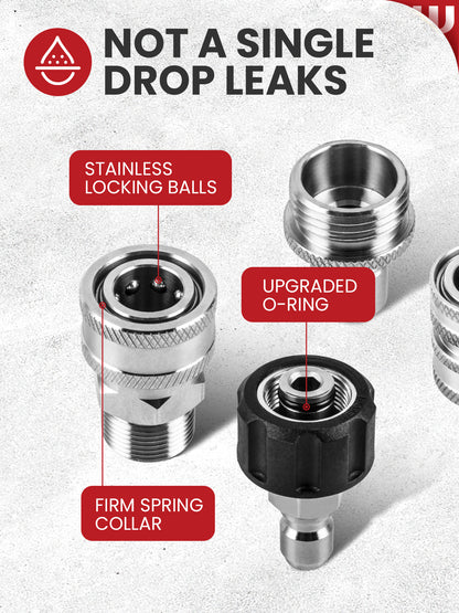 WOJET Juego de adaptadores para lavadora a presión, kit de desconexión rápida, giratorio M22 a conexión rápida de 3/8'', 3/4" a liberación rápida, conversión de M22 a M22 