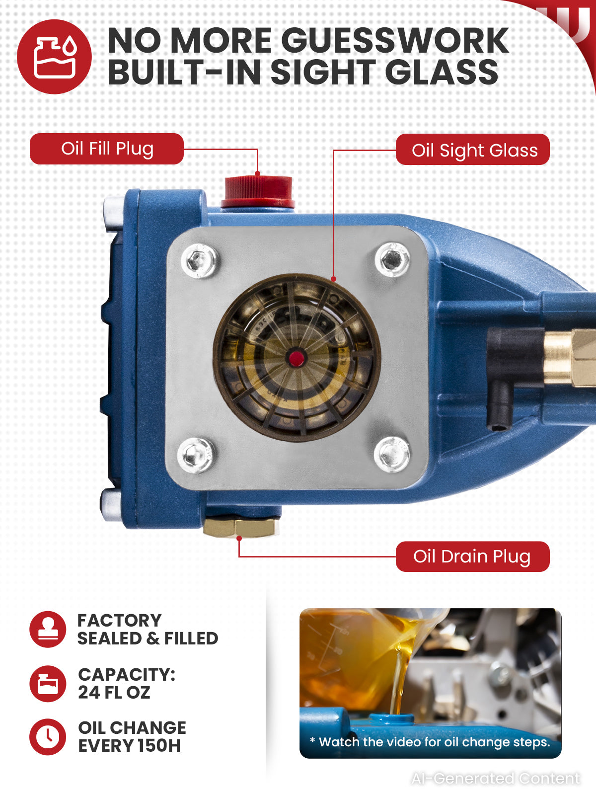 Triplex Plunger Pressure Washer Pump, 3600PSI 2.7GPM, 3/4" Shaft, Self-Priming, Horizontal Replacement Pump Kit for Honda GX160 GX190 GX200, Dewalt 3000PSI, Simpson 90037, Generac 5-7HP Engines