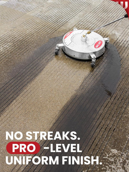 16" Stainless Steel Pressure Washer Surface Cleaner, Professional Grade Power Washer Surface Cleaner Attachment for Concrete Driveway, Patio, Deck, Sidewalk, Fits Gas & Electric Washers 4500 PSI