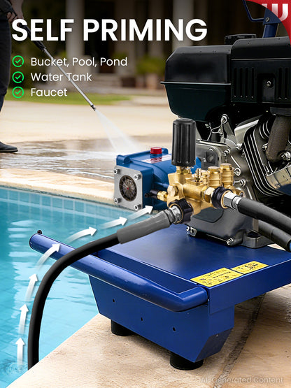 Triplex Plunger Pressure Washer Pump, 3600PSI 2.7GPM, 3/4" Shaft, Self-Priming, Horizontal Replacement Pump Kit for Honda GX160 GX190 GX200, Dewalt 3000PSI, Simpson 90037, Generac 5-7HP Engines