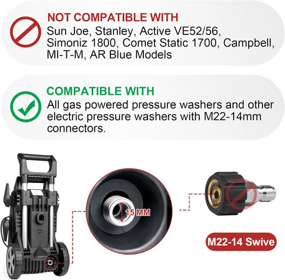 WOJET Pressure Washer Adapter Set, Quick Disconnect Kit, M22 Swivel to 3/8'' Quick Connect, 3/4" to Quick Release, M22 to M22 Convert