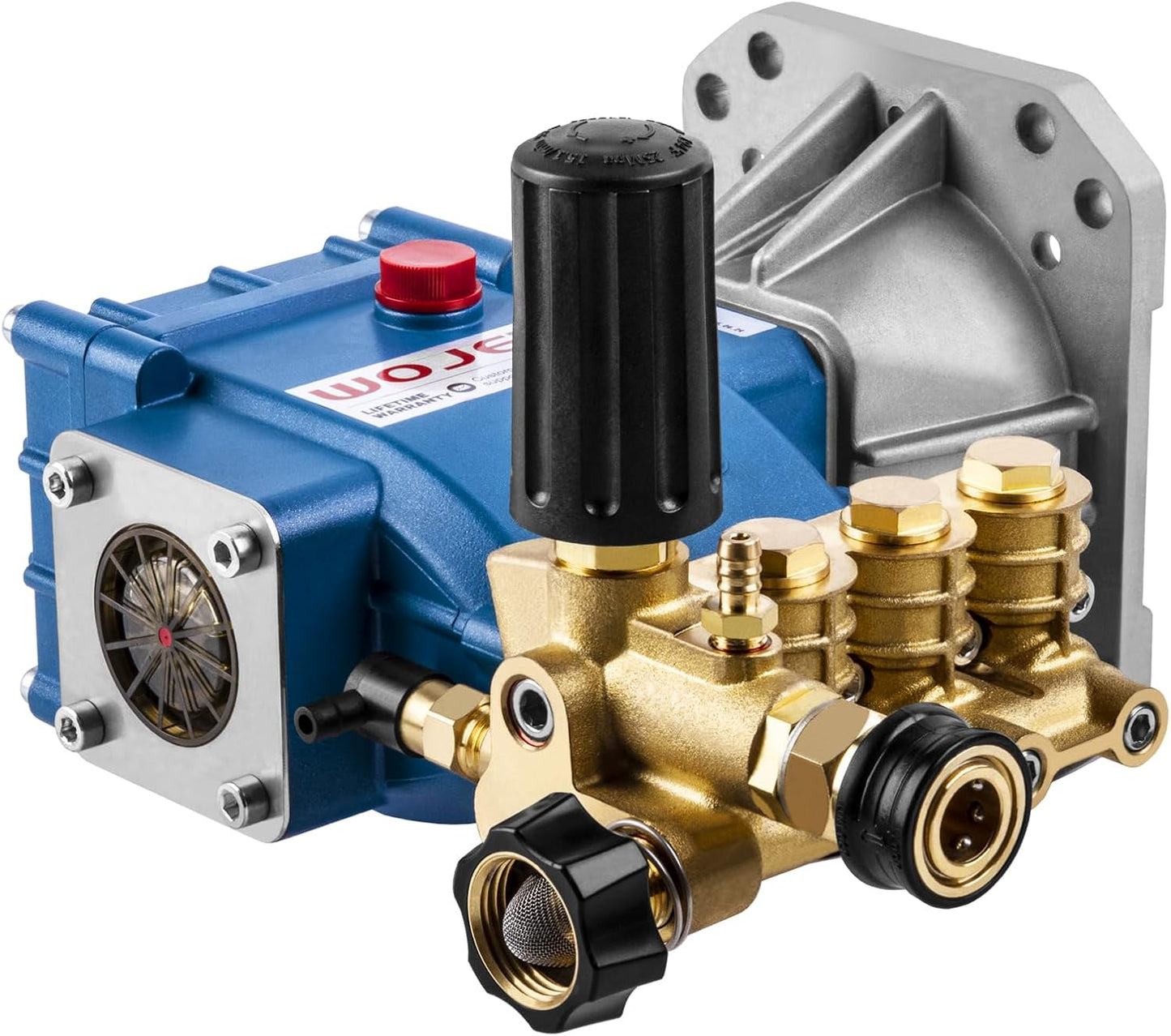 WOJET Triplex Plunger Pressure Washer Pump, 4400PSI 4.0GPM, 1" Shaft, Self-Priming, Horizontal Replacement Pump Kit for Honda GX270 GX340, Dewalt 4000/4200PSI, Simpson PS60869, Generac 9-13HP Engines