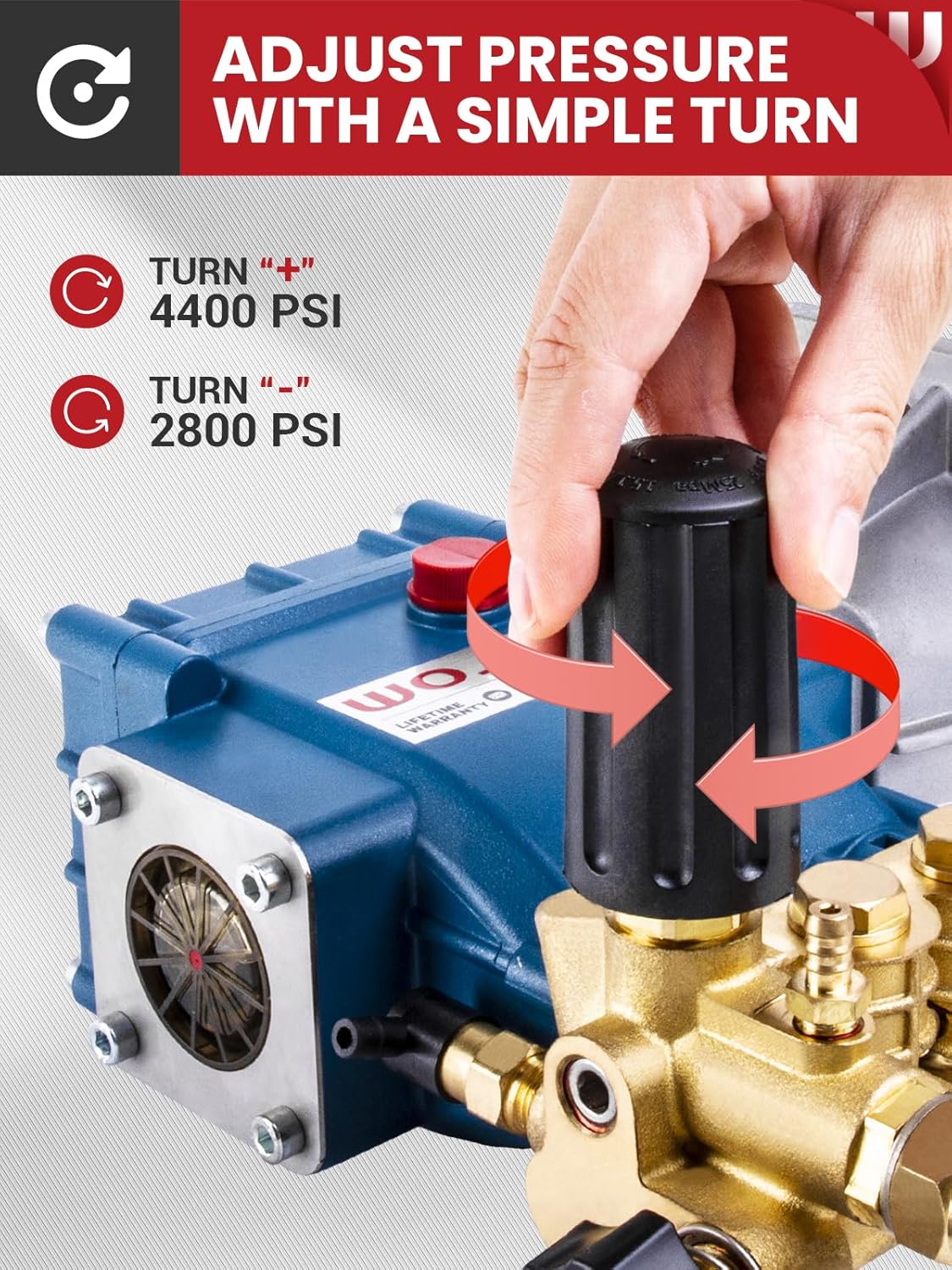 WOJET Triplex Plunger Pressure Washer Pump, 4400PSI 4.0GPM, 1" Shaft, Self-Priming, Horizontal Replacement Pump Kit for Honda GX270 GX340, Dewalt 4000/4200PSI, Simpson PS60869, Generac 9-13HP Engines