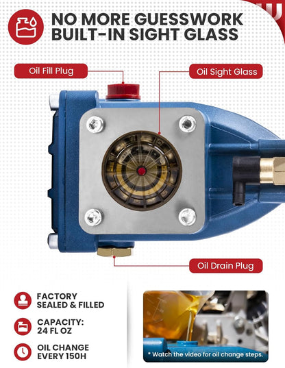WOJET Triplex Plunger Pressure Washer Pump, 4400PSI 4.0GPM, 1" Shaft, Self-Priming, Horizontal Replacement Pump Kit for Honda GX270 GX340, Dewalt 4000/4200PSI, Simpson PS60869, Generac 9-13HP Engines
