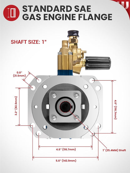WOJET Triplex Plunger Pressure Washer Pump, 4400PSI 4.0GPM, 1" Shaft, Self-Priming, Horizontal Replacement Pump Kit for Honda GX270 GX340, Dewalt 4000/4200PSI, Simpson PS60869, Generac 9-13HP Engines